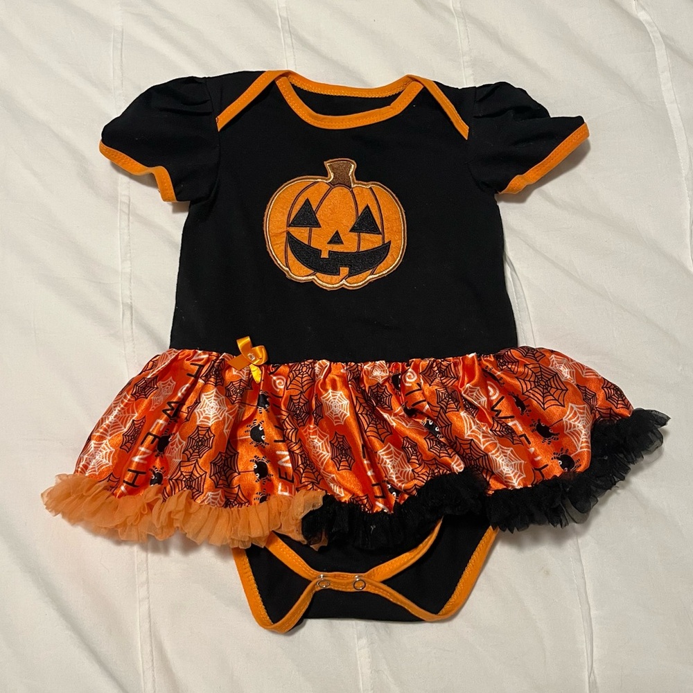 Pumpkin Halloween Baby Onesie Dress